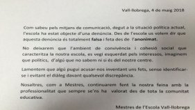 Denuncien l'Escola de Vall-Llobrega per adoctrinament