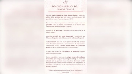 El sènior femení del Bisbal Bàsquet denuncia haver estat gravat a les dutxes del pavelló