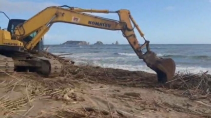 En marxa la neteja de residus que va portar el Temporal Harry a les platges de l'Estartit