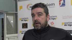 Ferran López i Xevi Garcia després del partit Palafrugell-Calafell (1-2)