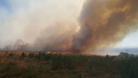 Remullen les restes del foc de Vilopriu abans de donar-lo per extingit