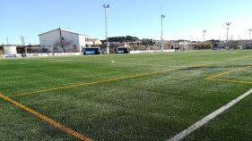 Gespa canviada al camp de futbol 11 de Palamós