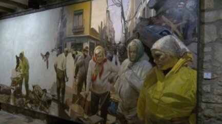 Kike Meana exposa i pinta en directe una obra solidària sobre la DANA
