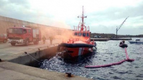 El Port Marina de Palamós fa un simulacre d'incendi i vessament de combustible
