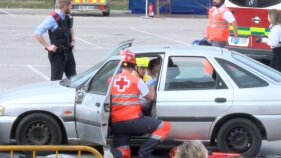 Simulacre d'accident a la Bisbal d'Empordà