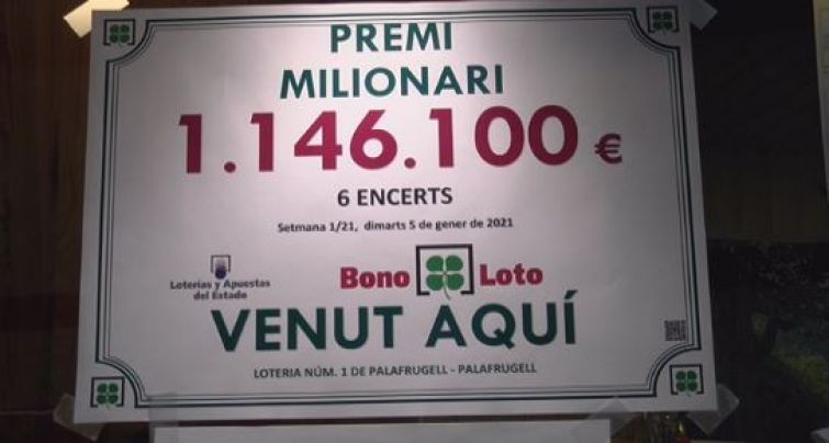 L'administració de Loteria 1 de Palafrugell reparteix més d'un milió amb la Bonoloto