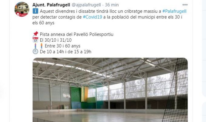 Divendres i dissabte Palafrugell farà cribratges a la població d'entre 30 i 60 anys