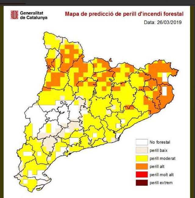 La forta tramuntana situa en alt el perill d'incendi per avui