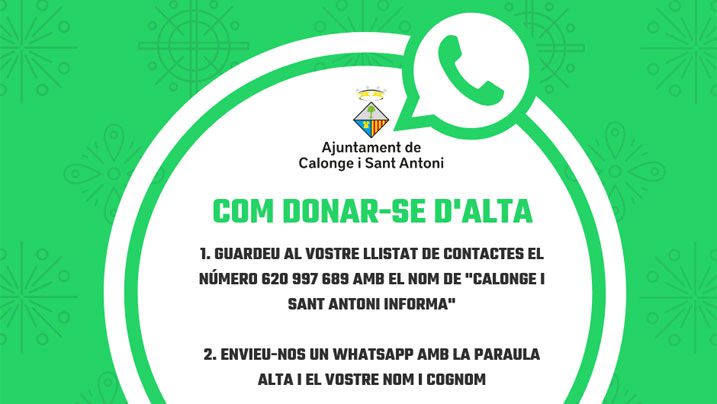 Nou servei de WhatsApp de l'Ajuntament de Calonge i Sant Antoni