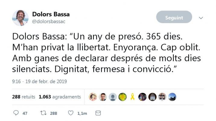 Un any de l'empresonament de Dolors Bassa