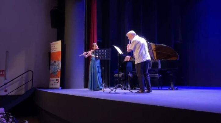 Vicens Prats i Elisabet Franch imparteixen les classes del curs de flauta travessera